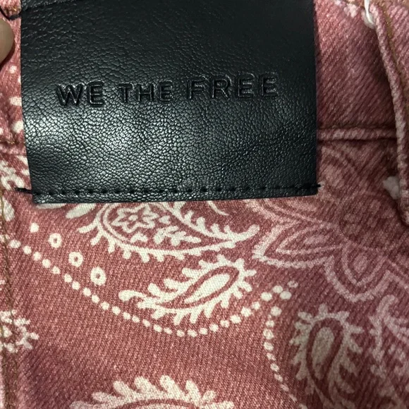 Free People We the Free Good Luck Barrel Bandana Jeans Size 33 - Picture 6 of 7